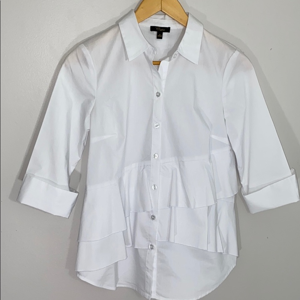 NWOT! Cupio white button down ruffle blous…